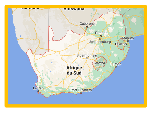 carte de l'Afrique du Sud