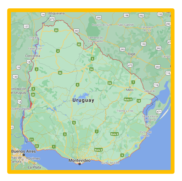 carte de l'Uruguay