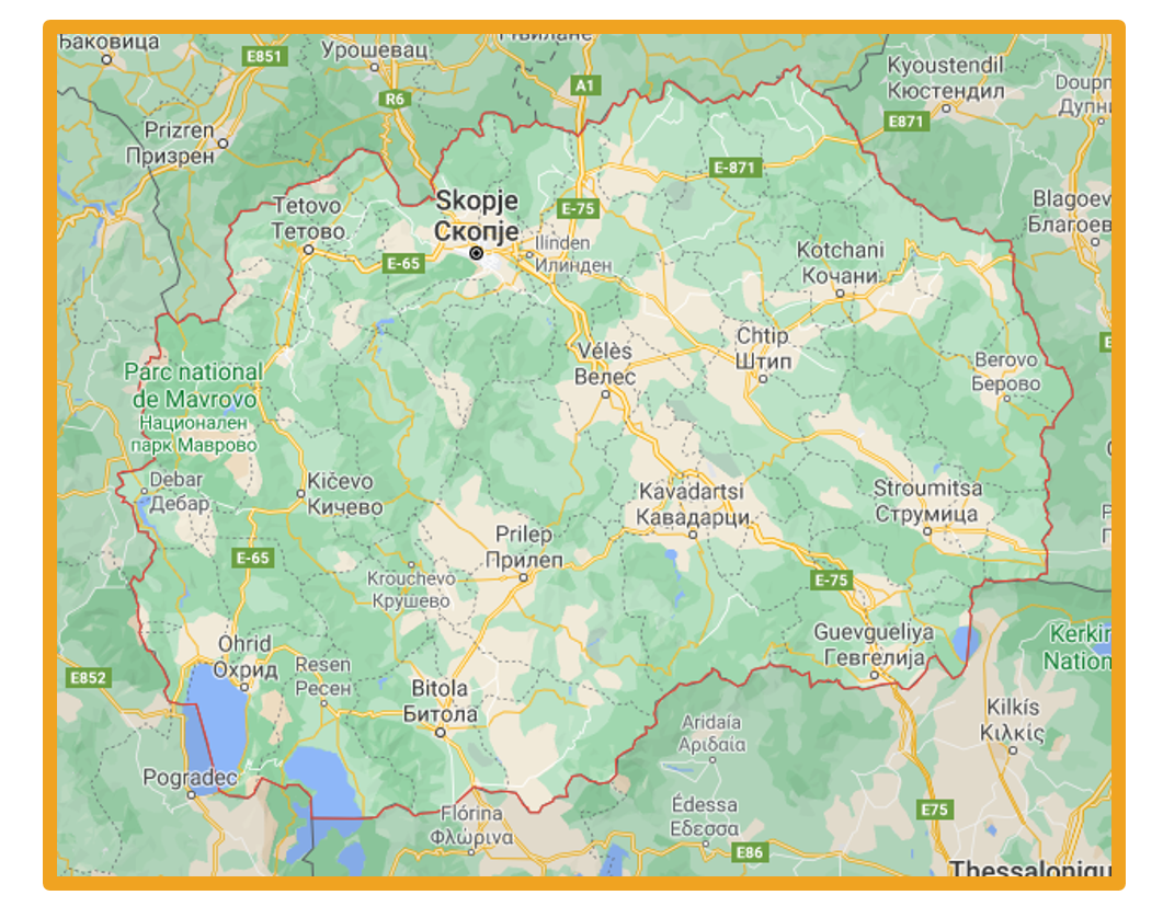 carte de la Macédoine du Nord