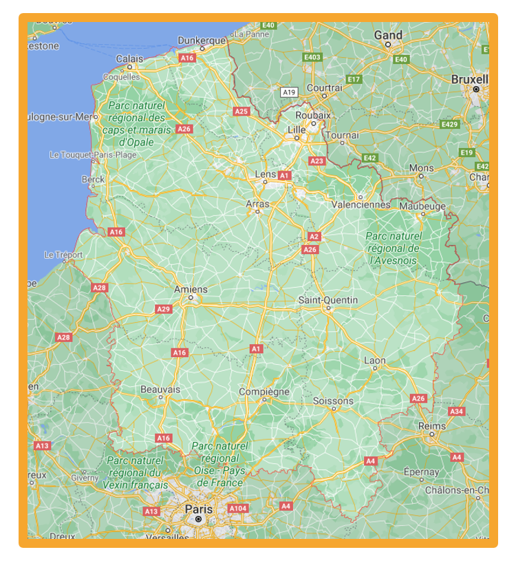 carte de la région Hauts de France