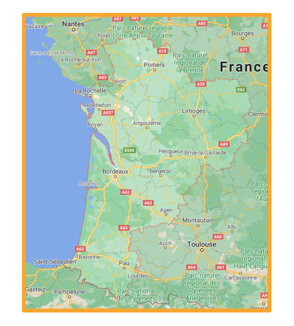 carte de la région Nouvelle Aquitaine