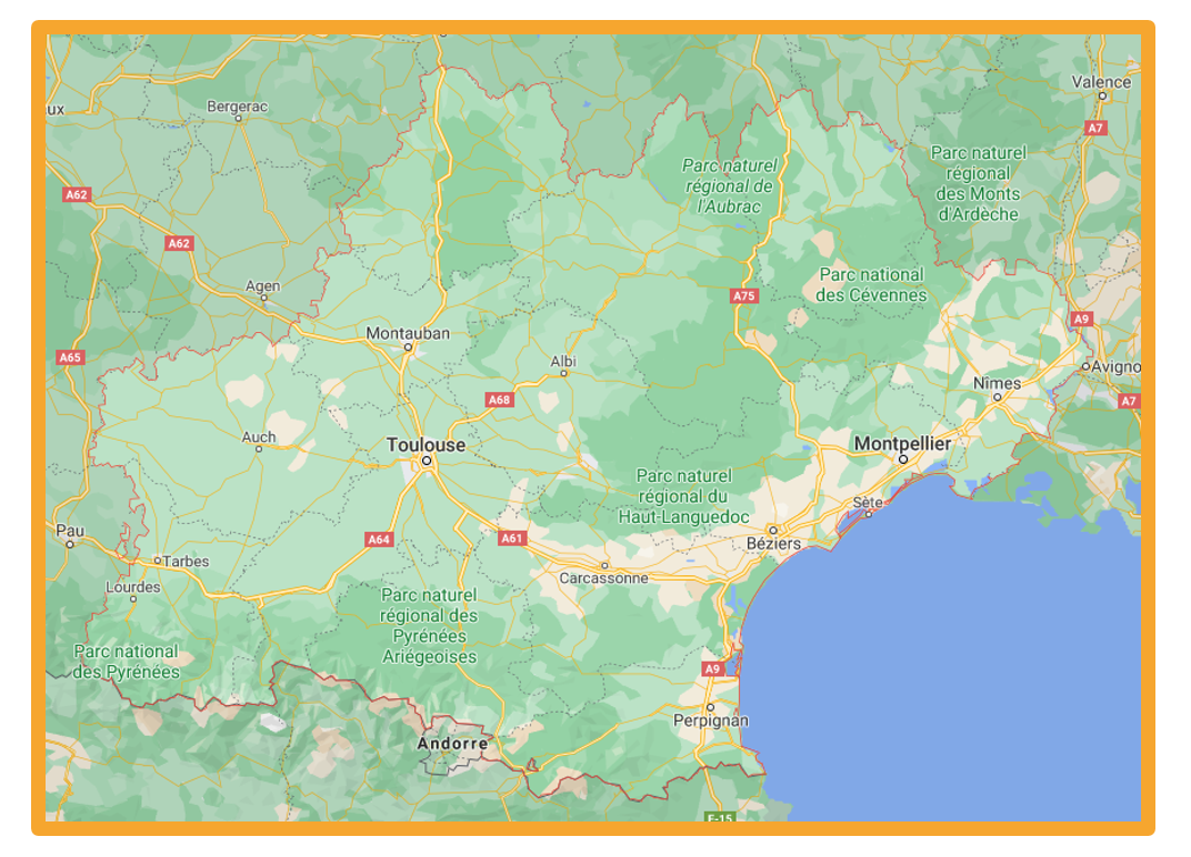 carte de la région Occitanie